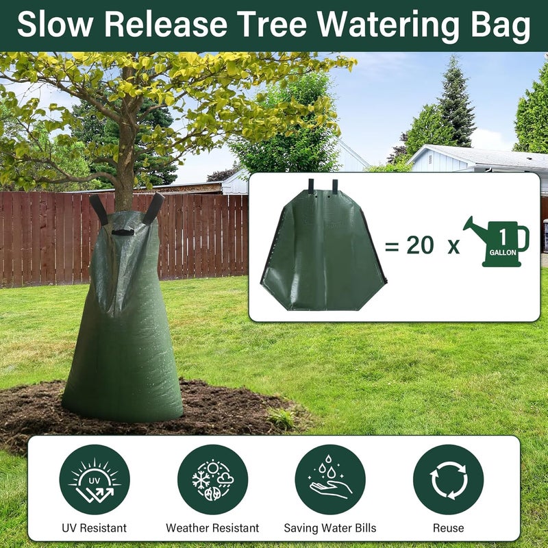 Toriexon 5 Pack Tree Watering Bags, 20 Gallon Slow Release Gator Bags for Trees, Durable PVC Tree Drip Irrigation Bags with Heavy Duty Zipper, Deep Root Targeting - Image 3